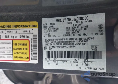 2023 Ford Bronco Sport Big Bend from USA, damaged, VIN 3FMCR9B69PRD16544